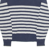 TOMMY HILFIGER Mens Patterned Jumper Blue Striped Tight Knit XS