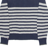 TOMMY HILFIGER Mens Patterned Jumper Blue Striped Tight Knit XS