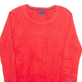 TOMMY HILFIGER Womens Jumper Red Crew Neck Cable Knit M