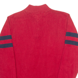 TOMMY HILFIGER Boys Patterned Jumper Red Argyle 1/4 Zip Tight Knit L