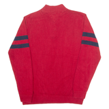 TOMMY HILFIGER Boys Patterned Jumper Red Argyle 1/4 Zip Tight Knit L
