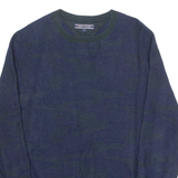 TOMMY HILFIGER Mens Patterned Jumper Blue Crazy Pattern Tight Knit M