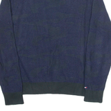 TOMMY HILFIGER Mens Patterned Jumper Blue Crazy Pattern Tight Knit M