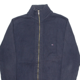 TOMMY HILFIGER Mens Jumper Blue High Neck Tight Knit S