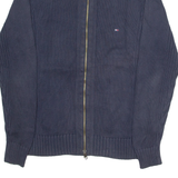 TOMMY HILFIGER Mens Jumper Blue High Neck Tight Knit S