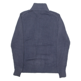 TOMMY HILFIGER Mens Jumper Blue High Neck Tight Knit S