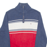 TOMMY HILFIGER Mens Jumper Red 1/4 Zip Tight Knit S