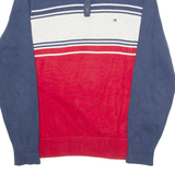 TOMMY HILFIGER Mens Jumper Red 1/4 Zip Tight Knit S