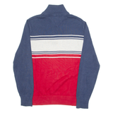 TOMMY HILFIGER Mens Jumper Red 1/4 Zip Tight Knit S