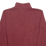 TOMMY HILFIGER Mens Jumper Maroon 1/4 Zip Tight Knit L