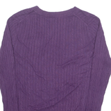 TOMMY HILFIGER Womens Jumper Purple V-Neck Cable Knit S