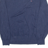 TOMMY HILFIGER Mens Jumper Blue V-Neck Tight Knit M
