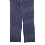 TOMMY HILFIGER Striped Womens Trousers Blue Regular Straight Linen W32 L31
