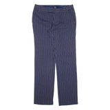 TOMMY HILFIGER Striped Womens Trousers Blue Regular Straight Linen W32 L31