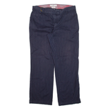 TOMMY HILFIGER Pinstripe Womens Trousers Blue Loose Straight W35 L30