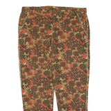 TREND Floral Womens Trousers Green Regular Tapered Linen W32 L26