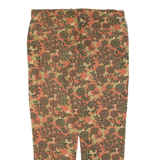 TREND Floral Womens Trousers Green Regular Tapered Linen W32 L26