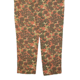 TREND Floral Womens Trousers Green Regular Tapered Linen W32 L26