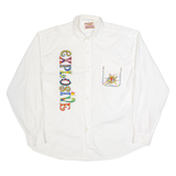 EAGLE JACCA Explosive Mens Plain Shirt White 90s Long Sleeve M