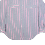 HARRYLAND Mens Shirt Grey 90s Striped Long Sleeve M