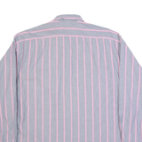HARRYLAND Mens Shirt Grey 90s Striped Long Sleeve M