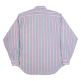 HARRYLAND Mens Shirt Grey 90s Striped Long Sleeve M