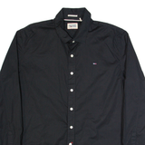 HILFIGER DENIM Mens Plain Shirt Black Long Sleeve M