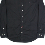 HILFIGER DENIM Mens Plain Shirt Black Long Sleeve M