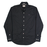 HILFIGER DENIM Mens Plain Shirt Black Long Sleeve M