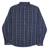 DKNY Mens Shirt Blue Check Long Sleeve L