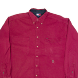 TOMMY HILFIGER Mens Plain Shirt Maroon Long Sleeve L