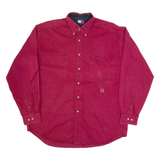 TOMMY HILFIGER Mens Plain Shirt Maroon Long Sleeve L