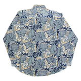 PALO ALTO Mens Shirt Blue 90s Crazy Pattern Long Sleeve L