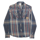 HARLEY DAVIDSON Womens Shirt Grey Check Long Sleeve S
