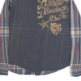 HARLEY DAVIDSON Womens Shirt Grey Check Long Sleeve S