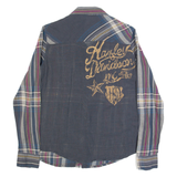 HARLEY DAVIDSON Womens Shirt Grey Check Long Sleeve S