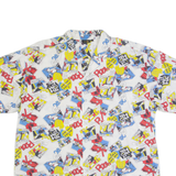 LETS GO Comic Mens Shirt White Crazy Pattern L