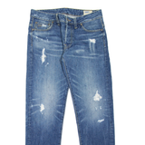 G-STAR Distressed Mens Jeans Blue Regular Tapered Stone Wash W32 L31