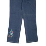 Floral Womens Jeans Blue Regular Skinny W33 L31
