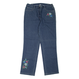 Floral Womens Jeans Blue Regular Skinny W33 L31