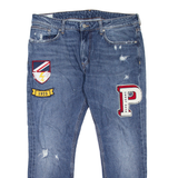 PEPE JEANS Stanley Distressed Mens Jeans Blue Tapered Stone Wash W33 L26