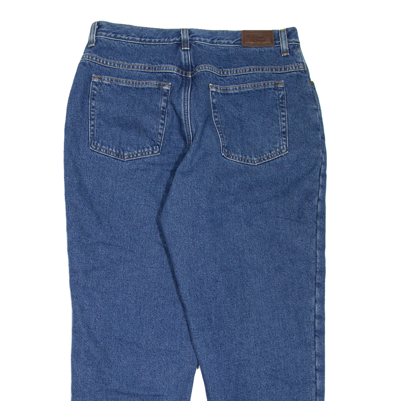 LL BEAN Fleece Lined Womens Jeans Blue Regular Mom W32 L28