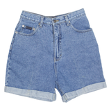 ROUTE 66 High Waist Turn Up Womens Denim Shorts Blue 90s XS W26