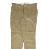 DICKIES Mens Corduroy Trousers Beige Slim Tapered W32 L32