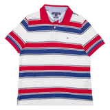 TOMMY HILFIGER Mens Polo Shirt Red Striped S