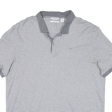CALVIN KLEIN Mens Polo Shirt Grey Striped L