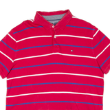 TOMMY HILFIGER Mens Polo Shirt Red Striped L
