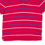 TOMMY HILFIGER Mens Polo Shirt Red Striped L