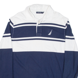 NAUTICA Mens Polo Shirt Blue Striped Long Sleeve L