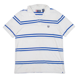 CHAPS Mens Polo Shirt White Striped L
